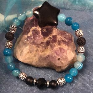 Agate Star & Spiral Healing Crystal Bracelet